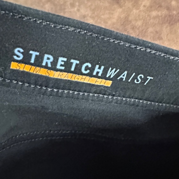 Marc Anthony Sleek Black Pants Stretch Waist Slim Straight Fit 36 X 30 - Picture 3 of 4